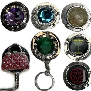 Purse Handbag Magnetic Table Side Portable Hook Crystal Flower Extension Bag